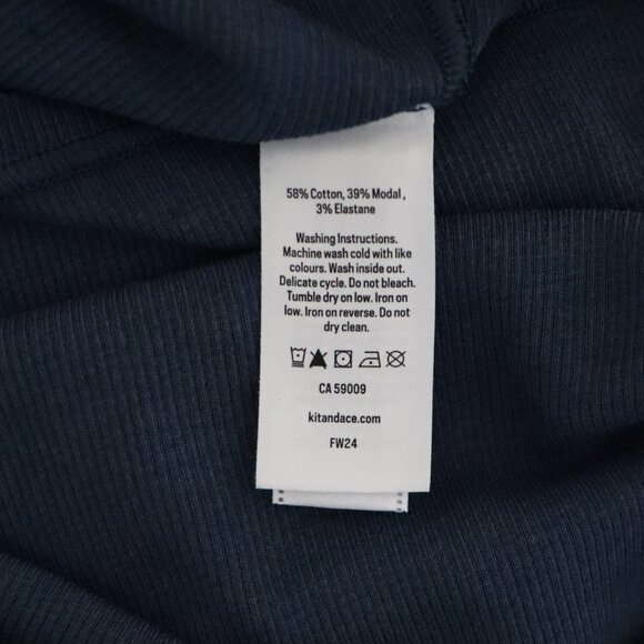 Kit & Ace Womens Blue Sz M Poise High Neck V-Back Ribbed Knit Fitted Midi Dress - Picture 13 of 14